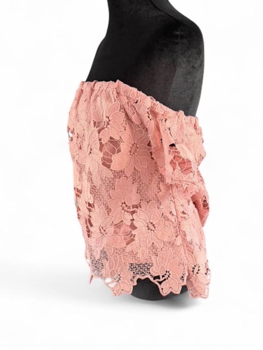 Kendall & Kylie Off Shoulder Lace Blouse Pink Floral Scallop Hem Size M - Picture 3 of 5
